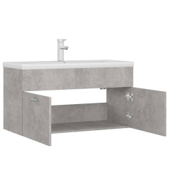 Armoire d'évier avec lavabo intégré Gris béton Aggloméré