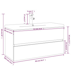 Meuble lavabo avec bassin intégré Chêne fumé Bois d'ingénierie