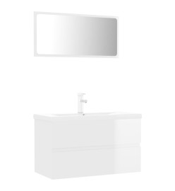 Ensemble de meubles de salle de bain Blanc brillant Aggloméré