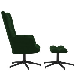 Chaise de relaxation avec repose-pied Vert foncé Velours