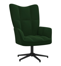 Chaise de relaxation avec repose-pied Vert foncé Velours