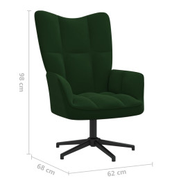 Chaise de relaxation avec repose-pied Vert foncé Velours