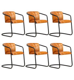 Chaises à manger lot de 6 brun roux cuir véritable