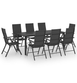 Ensemble de salle à manger de jardin 9 pcs Noir