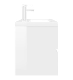 Armoire d'évier avec lavabo intégré Blanc brillant Aggloméré
