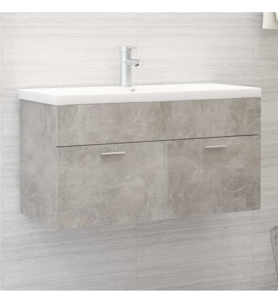 Armoire d'évier avec lavabo intégré Gris béton Aggloméré Armoire d'évier avec lavabo intégré Gris béton Aggloméré