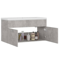 Armoire d'évier avec lavabo intégré Gris béton Aggloméré