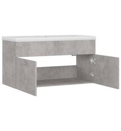 Armoire d'évier avec lavabo intégré Gris béton Aggloméré