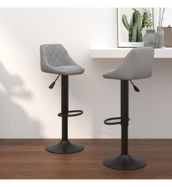 Tabourets de bar lot de 2 gris clair velours