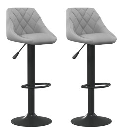 Tabourets de bar lot de 2 gris clair velours