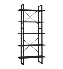 Bibliothèque à 5 niveaux Noir 80x30x175 cm Bois d'ingénierie