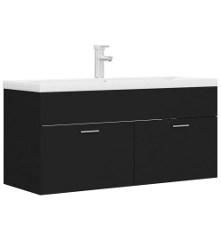 Armoire d'évier avec lavabo intégré Noir Aggloméré