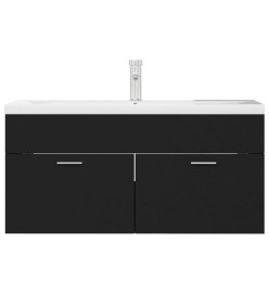 Armoire d'évier avec lavabo intégré Noir Aggloméré