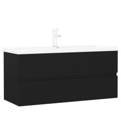 Armoire d'évier avec lavabo intégré Noir Aggloméré