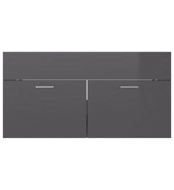 Armoire d'évier avec lavabo intégré Gris brillant Aggloméré