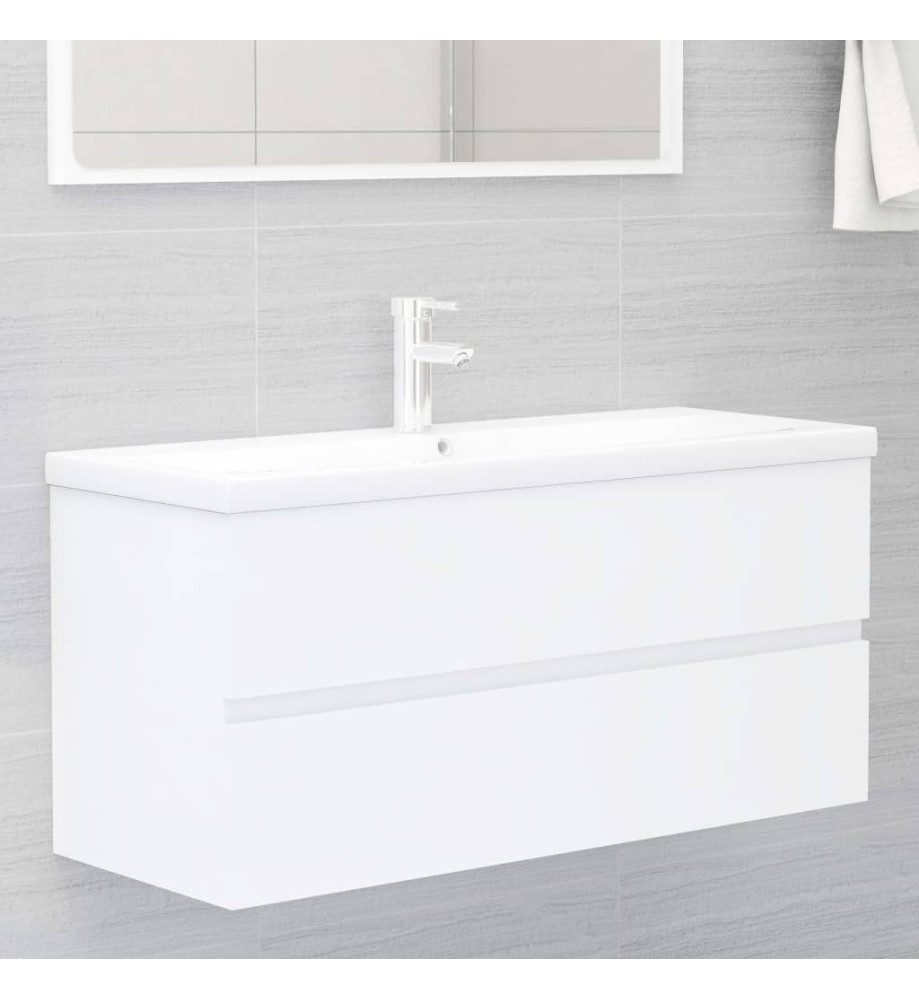 Armoire d'évier avec lavabo intégré Blanc Aggloméré Armoire d'évier avec lavabo intégré Blanc Aggloméré