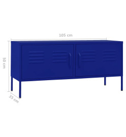 Meuble TV Bleu marine 105x35x50 cm Acier