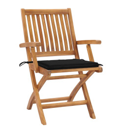 Chaises pliables de jardin avec coussins 8 pcs Teck solide