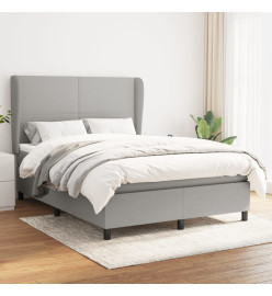 Lit à sommier tapissier avec matelas Gris clair 140x200cm Tissu