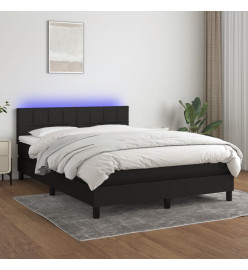 Sommier tapissier avec matelas et LED Noir 140x190 cm Tissu