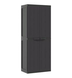 Armoire de rangement d'extérieur noir 65x37x165 cm PP