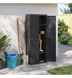 Armoire de rangement d'extérieur noir 65x37x165 cm PP