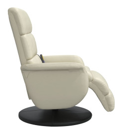 Fauteuil inclinable de massage et repose-pieds crème similicuir