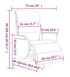 Fauteuil inclinable de massage et repose-pieds crème similicuir