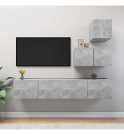 Ensemble de meuble TV 4 pcs Gris béton Aggloméré