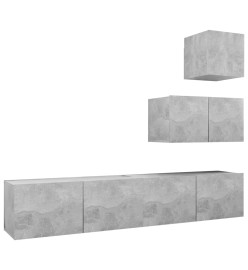 Ensemble de meuble TV 4 pcs Gris béton Aggloméré