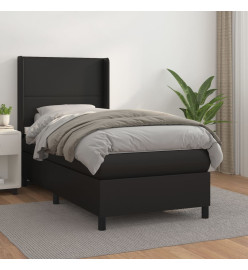 Lit à sommier tapissier avec matelas Noir 100x200 cm Similicuir
