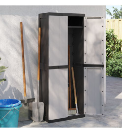 Armoire de rangement d'extérieur gris et noir 65x37x165 cm PP