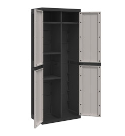 Armoire de rangement d'extérieur gris et noir 65x37x165 cm PP