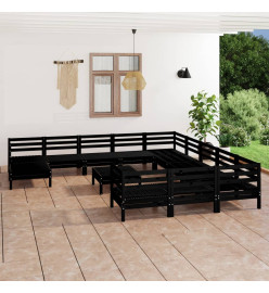 Salon de jardin 13 pcs Noir Bois de pin massif