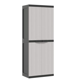 Armoire de rangement d'extérieur gris et noir 65x37x165 cm PP