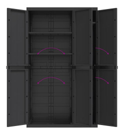 Armoire de rangement d'extérieur noir 97x37x165 cm PP