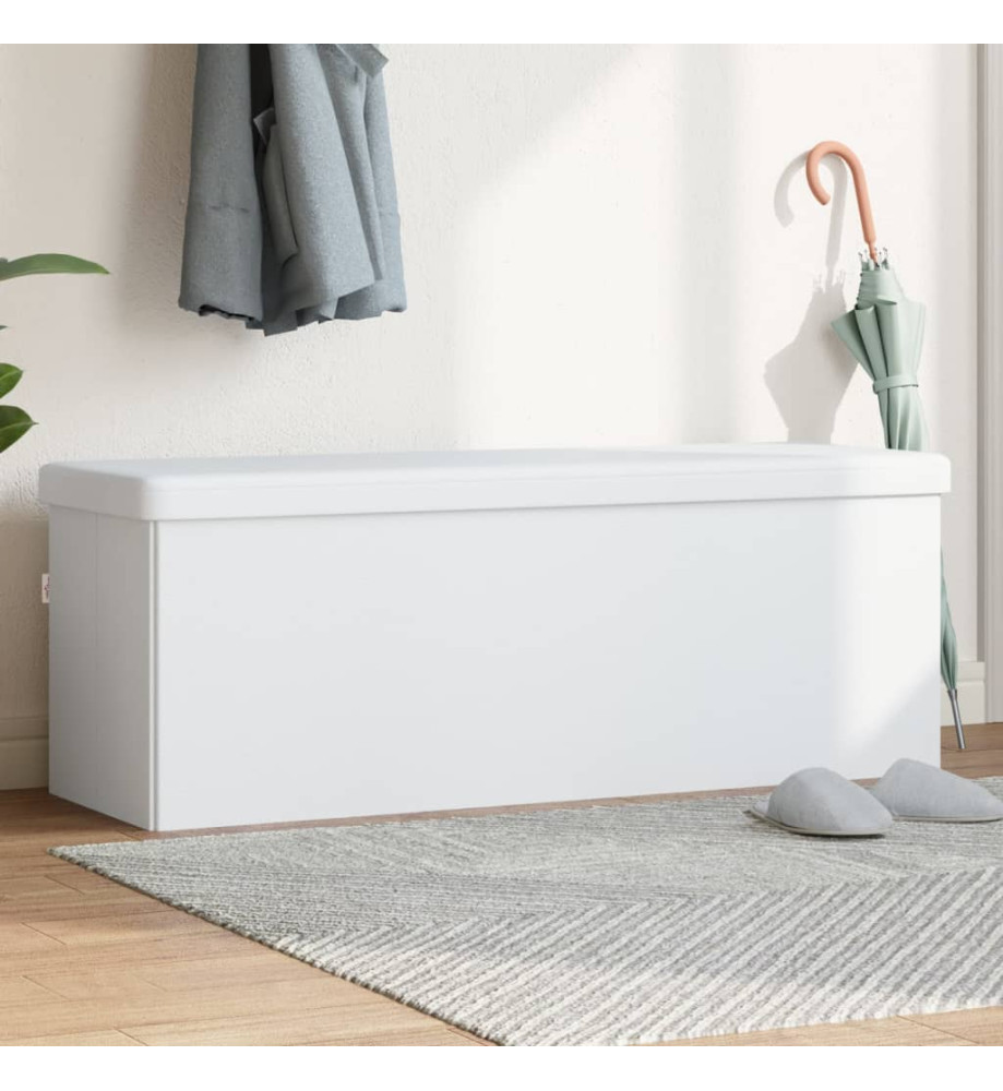 Banc de rangement pliable blanc PVC