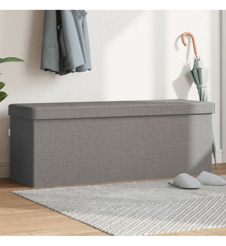 Banc de rangement pliable gris clair faux lin