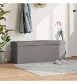 Banc de rangement pliable gris clair faux lin