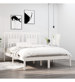Cadre de lit Blanc Bois de pin massif 140x190 cm
