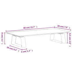 Support de moniteur blanc 40x20x8 cm verre trempé et métal