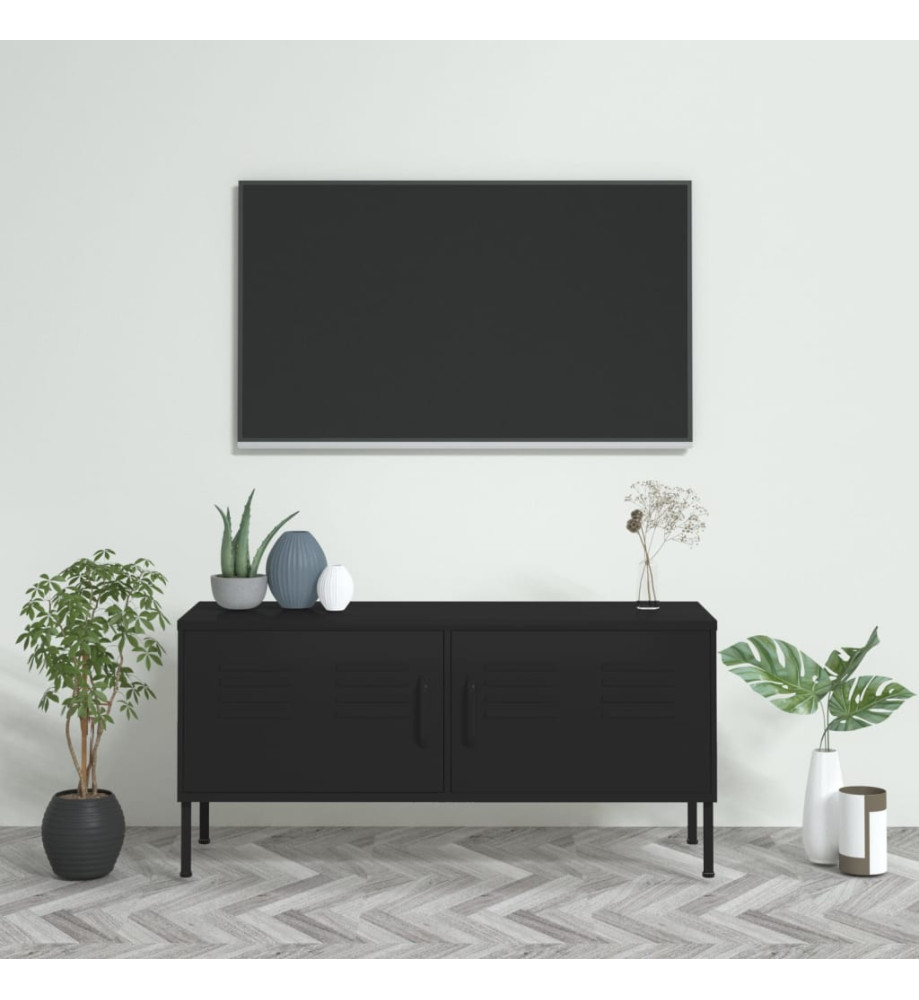 Meuble TV Noir 105x35x50 cm Acier