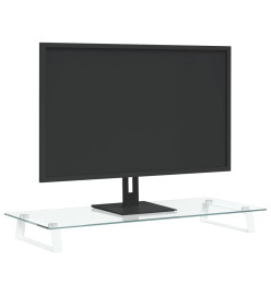 Support de moniteur blanc 80x35x8 cm verre trempé et métal