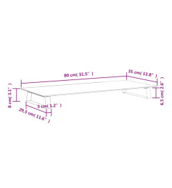 Support de moniteur blanc 80x35x8 cm verre trempé et métal