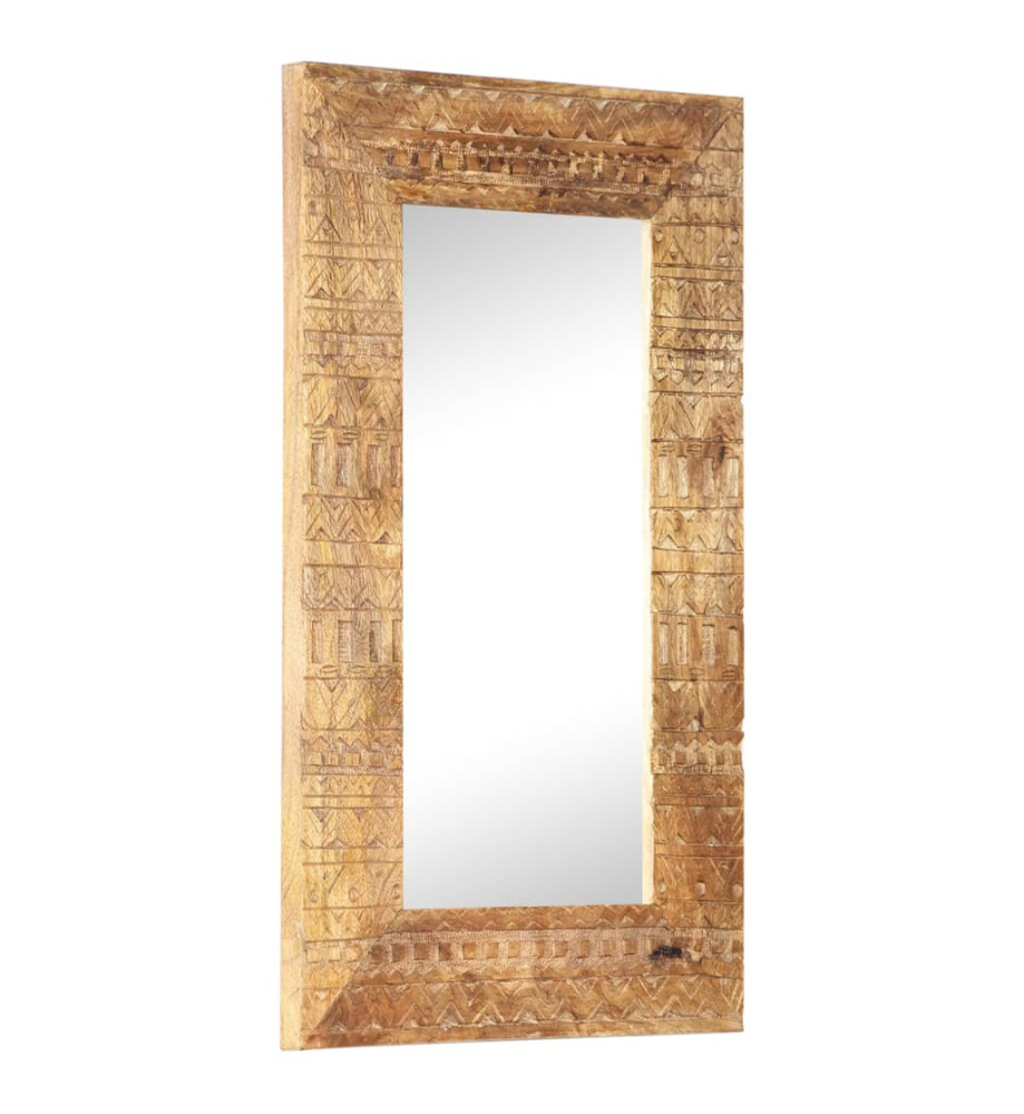 Miroir sculpté à la main 80x50x11 cm Bois de manguier solide