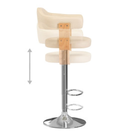 Tabourets de bar lot de 2 crème bois courbé et similicuir