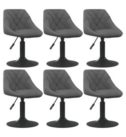 Chaises pivotantes à manger lot de 6 gris foncé velours