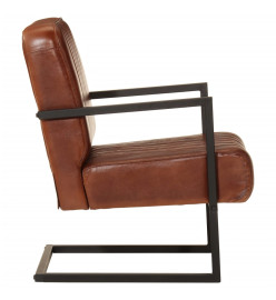 Fauteuil marron cuir véritable