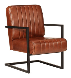 Fauteuil marron cuir véritable