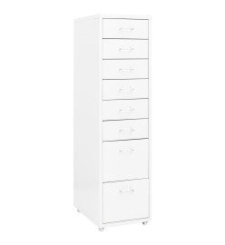Classeur mobile Blanc 28x41x109 cm Métal